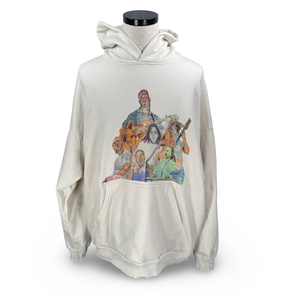 Zach Bryan Quittin Time‎ Tour 2024 Hoodie Cream Mens XXL Graphic Pullover READ